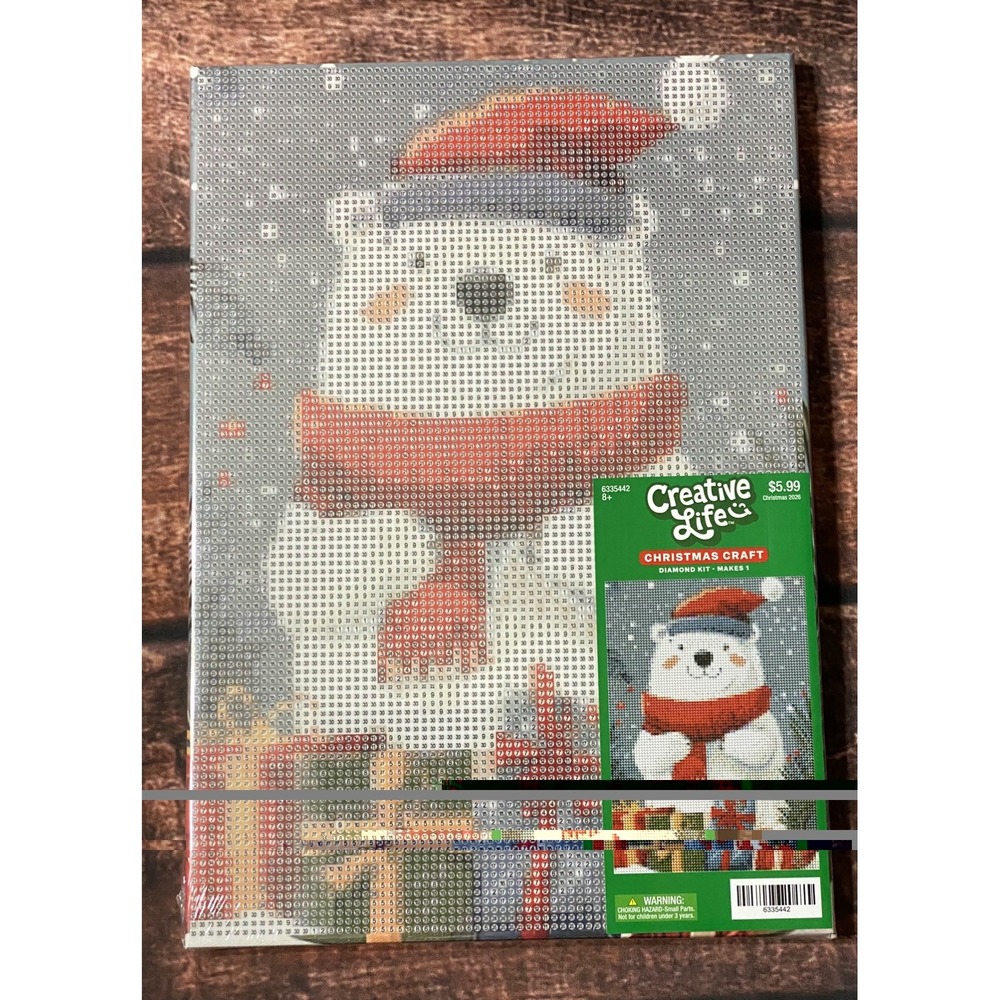 Santa Hat Polar Bear Canvas Christmas Diamond Painting Kit Hobby Lobby